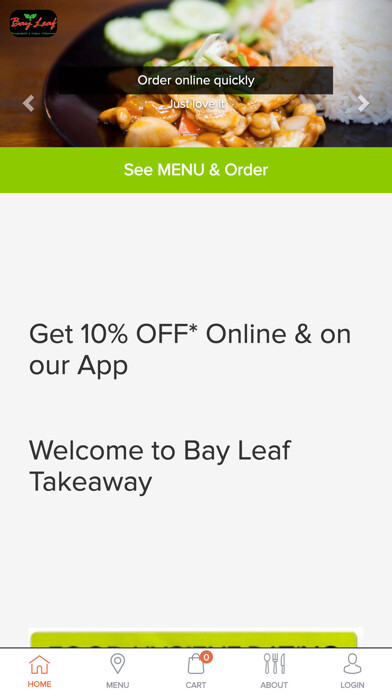 Emulate iPhone app Bay Leaf Takeaway using MyAndroid