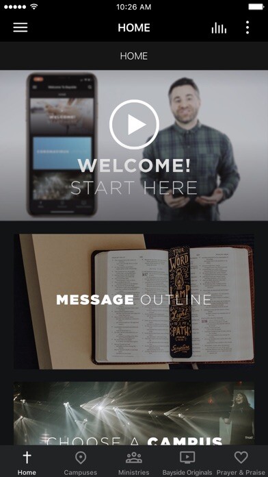 Emulate iPhone app Bayside Church using MyAndroid