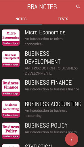 Run android online APK BBA Notes app for bba students from MyAndroid or emulate BBA Notes app for bba students using MyAndroid