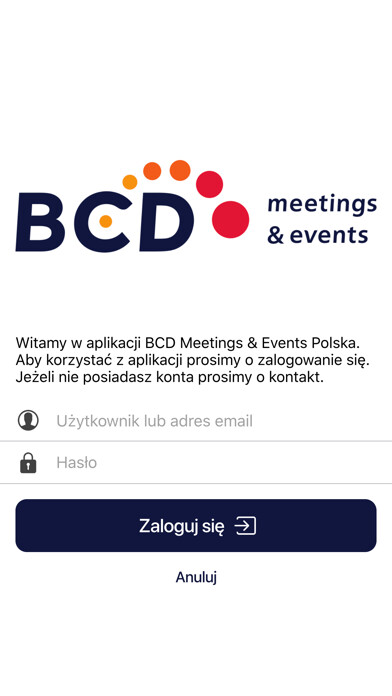 Emulate iPhone app BCD Meetings & Events Poland using MyAndroid