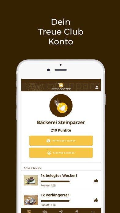 Emulate iPhone app Bäckerei Steinparzer using MyAndroid