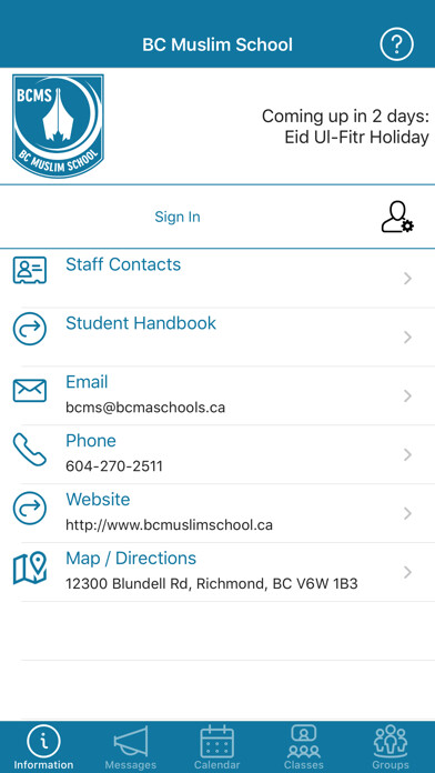 Emulate iPhone app BC Muslim School using MyAndroid Emulate iPhone app BC Muslim School using MyAndroid
