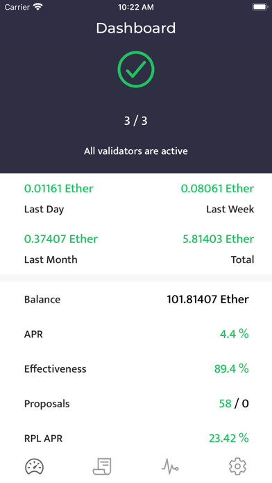 Emulate iPhone app Beaconchain Dashboard using MyAndroid
