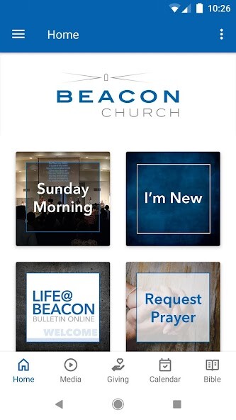Emulate iPhone app Beacon Evangelical Free Church using MyAndroid