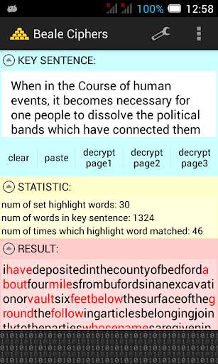 Emulate Android APK Beale Ciphers