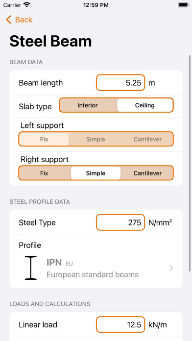 Emulate iPhone app Beam Calculator - Steel & Wood using MyAndroid