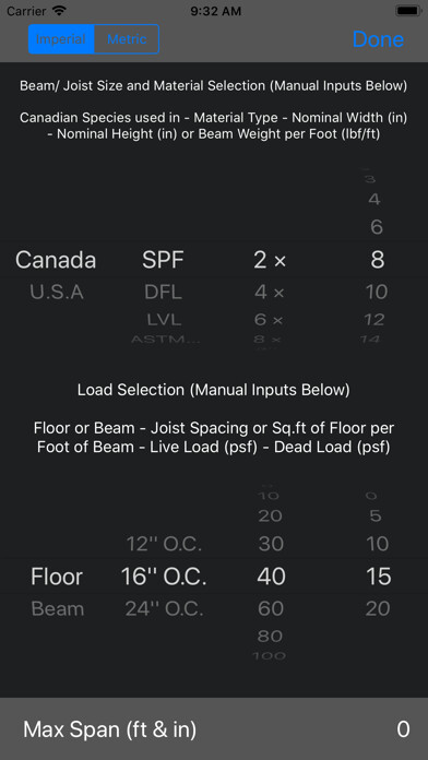 Emulate iPhone app Beam & Joist Span Calculator using MyAndroid Emulate iPhone app Beam & Joist Span Calculator using MyAndroid