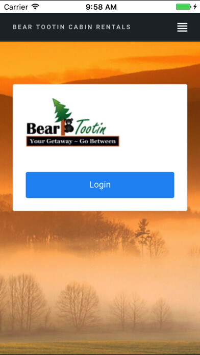 Emulate iPhone app Bear Tootin Cabin Rentals using MyAndroid