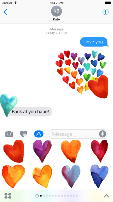 Emulate iPhone app Beautiful Watercolor Heart Stickers using MyAndroid Emulate iPhone app Beautiful Watercolor Heart Stickers using MyAndroid