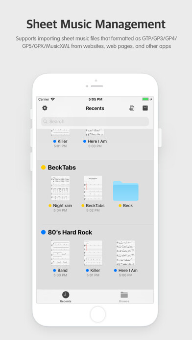 Emulate iPhone app BeckTabs - Sheet Music Player using MyAndroid