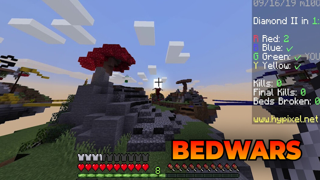 Run android online APK Bed wars mods for minecraft from MyAndroid or emulate Bed wars mods for minecraft using MyAndroid