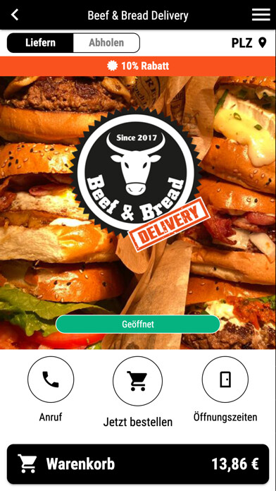 Emulate iPhone app Beef & Bread Delivery using MyAndroid
