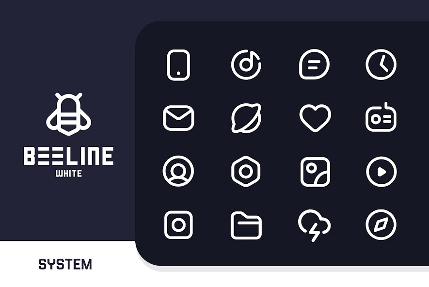 Run android online APK BeeLine White Iconpack from MyAndroid or emulate BeeLine White Iconpack using MyAndroid