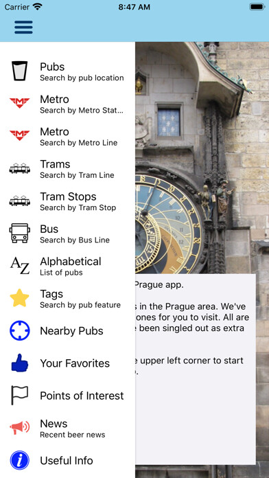 Emulate iPhone app Beer Guide Prague using MyAndroid
