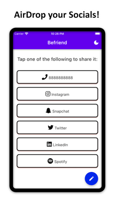 Emulate iPhone app Befriend: Share your Socials using MyAndroid Emulate iPhone app Befriend: Share your Socials using MyAndroid
