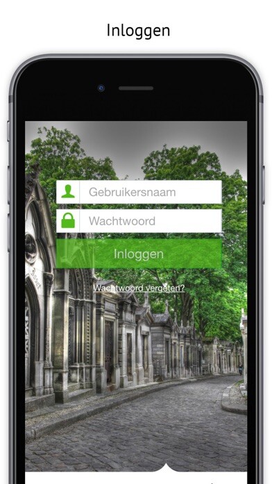 Emulate iPhone app Begraafplaatsagenda using MyAndroid