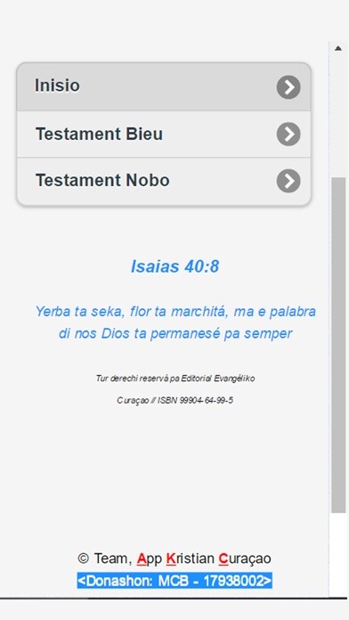 Emulate iPhone app Beibel Santu Papiamentu using MyAndroid
