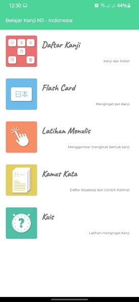 Run android online APK Belajar Kanji N5~N3 - Indo from MyAndroid or emulate Belajar Kanji N5~N3 - Indo using MyAndroid