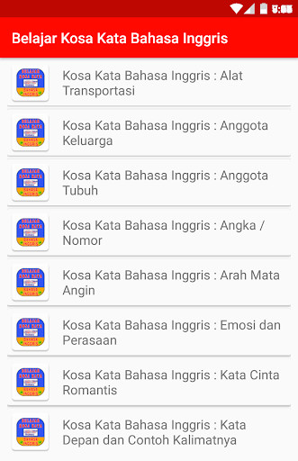 Run android online APK Belajar Kosa Kata Bahasa Inggris from MyAndroid or emulate Belajar Kosa Kata Bahasa Inggris using MyAndroid