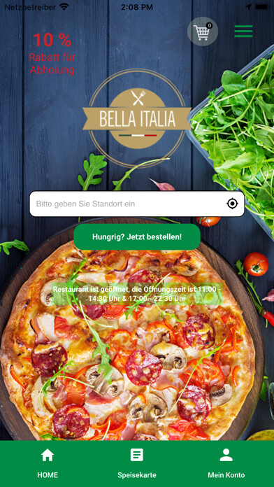 Emulate iPhone app Bella Italia Düren using MyAndroid Emulate iPhone app Bella Italia Düren using MyAndroid