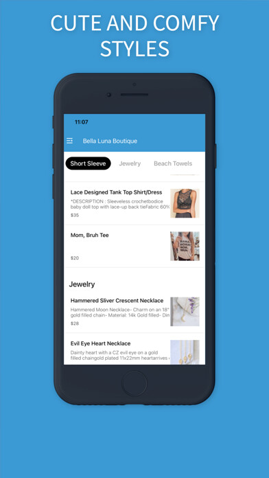 Emulate iPhone app Bella Luna Boutique using MyAndroid Emulate iPhone app Bella Luna Boutique using MyAndroid