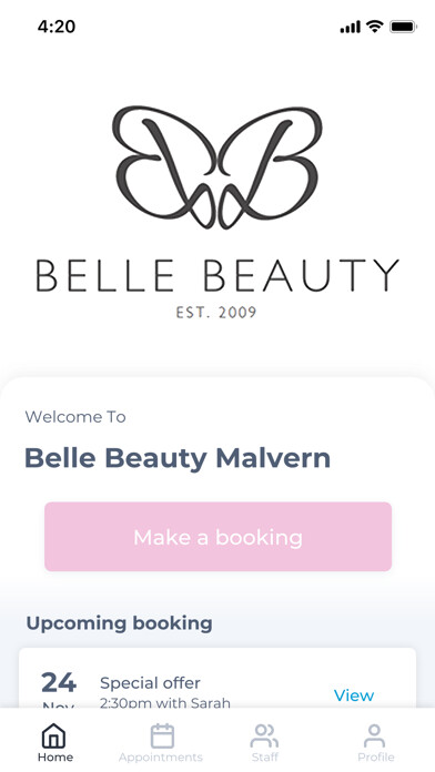 Emulate iPhone app Belle Beauty Malvern using MyAndroid