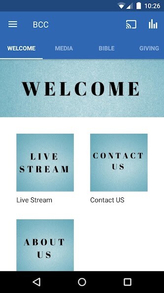Emulate iPhone app Bellefonte Church using MyAndroid