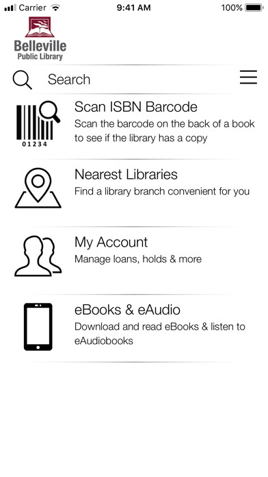 Emulate iPhone app Belleville Library On the Go using MyAndroid