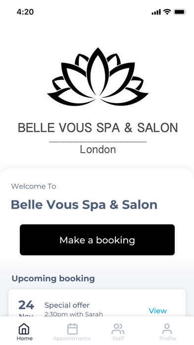 Emulate iPhone app Belle Vous Spa & Salon using MyAndroid Emulate iPhone app Belle Vous Spa & Salon using MyAndroid
