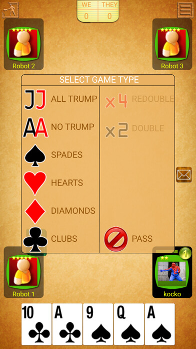 Emulate iPhone app Belot (Bridge-Belote) using MyAndroid