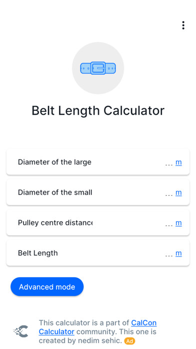 Emulate iPhone app Belt Length Calculator CalCon using MyAndroid Emulate iPhone app Belt Length Calculator CalCon using MyAndroid
