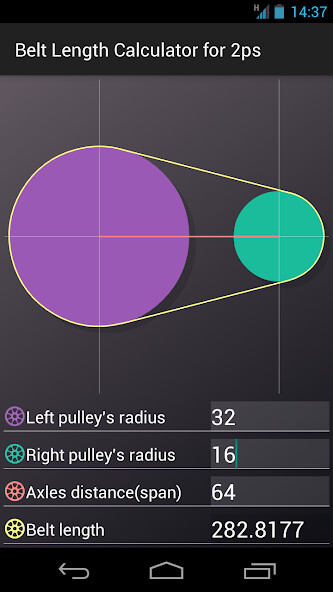 Run android online APK Belt Length Calculator for 2ps from MyAndroid or emulate Belt Length Calculator for 2ps using MyAndroid