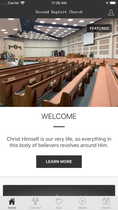 Emulate iPhone app Belton Second Baptist Church using MyAndroid