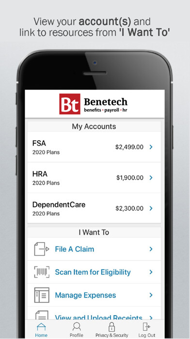 Emulate iPhone app Benetech Benefits using MyAndroid
