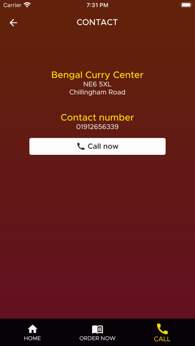 Emulate iPhone app Bengal Curry Centre using MyAndroid