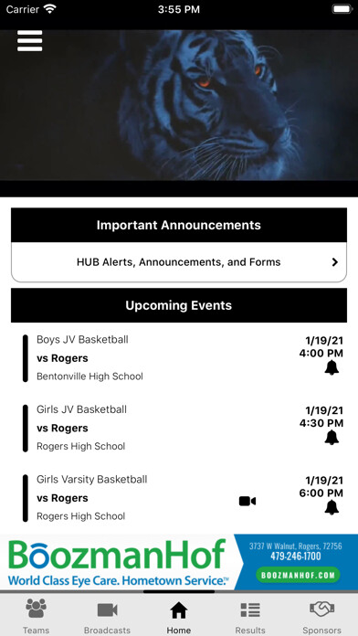 Emulate iPhone app Bentonville Tiger Athletics using MyAndroid