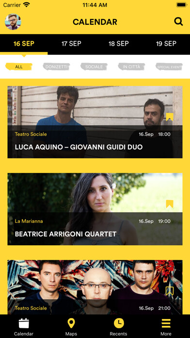 Emulate iPhone app Bergamo Jazz Festival using MyAndroid