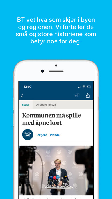 Emulate iPhone app Bergens Tidende using MyAndroid