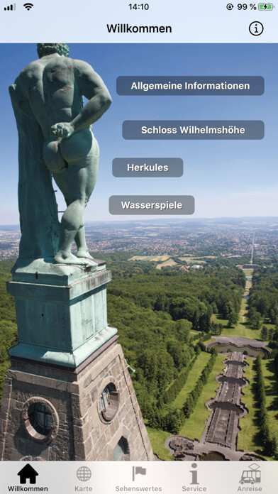 Emulate iPhone app Bergpark Kassel Wilhelmshöhe using MyAndroid