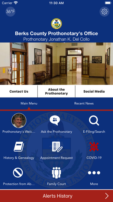 Emulate iPhone app Berks County Prothonotary using MyAndroid