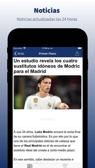 Emulate iPhone app Bernabéu Digital using MyAndroid