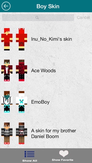 Emulate iPhone app Best Boy Skins Free - New Collection for Minecraft PE & PC using MyAndroid