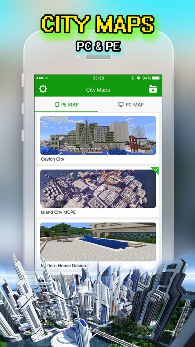 Emulate iPhone app Best City Maps for Minecraft PE : Pocket Edition using MyAndroid