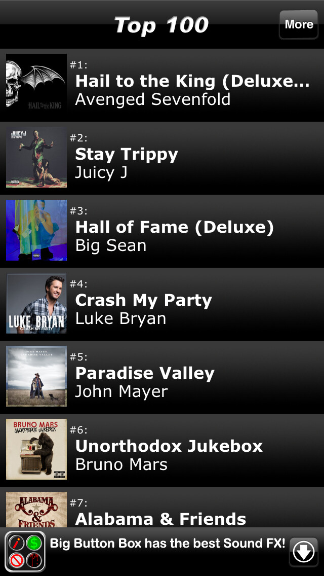 Emulate iPhone app Best Music Albums - Top 100 Latest & Greatest New Record Charts & Hit Song Lists, Encyclopedia & Reviews using MyAndroid