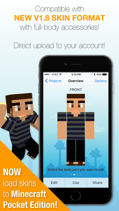 Emulate iPhone app Best Skins Creator Pro - for Minecraft PE & PC using MyAndroid