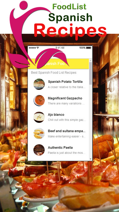 Emulate iPhone app Best Spanish Food Recipes using MyAndroid