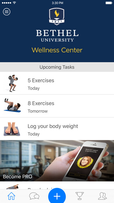 Emulate iPhone app Bethel University Wellness using MyAndroid