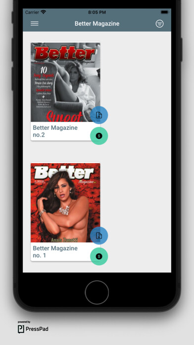 Emulate iPhone app Better Magazine using MyAndroid