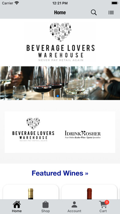 Emulate iPhone app Beverage Lovers Warehouse using MyAndroid