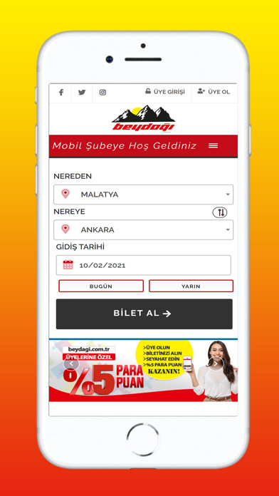 Emulate iPhone app Beydağı Turizm Malatya using MyAndroid